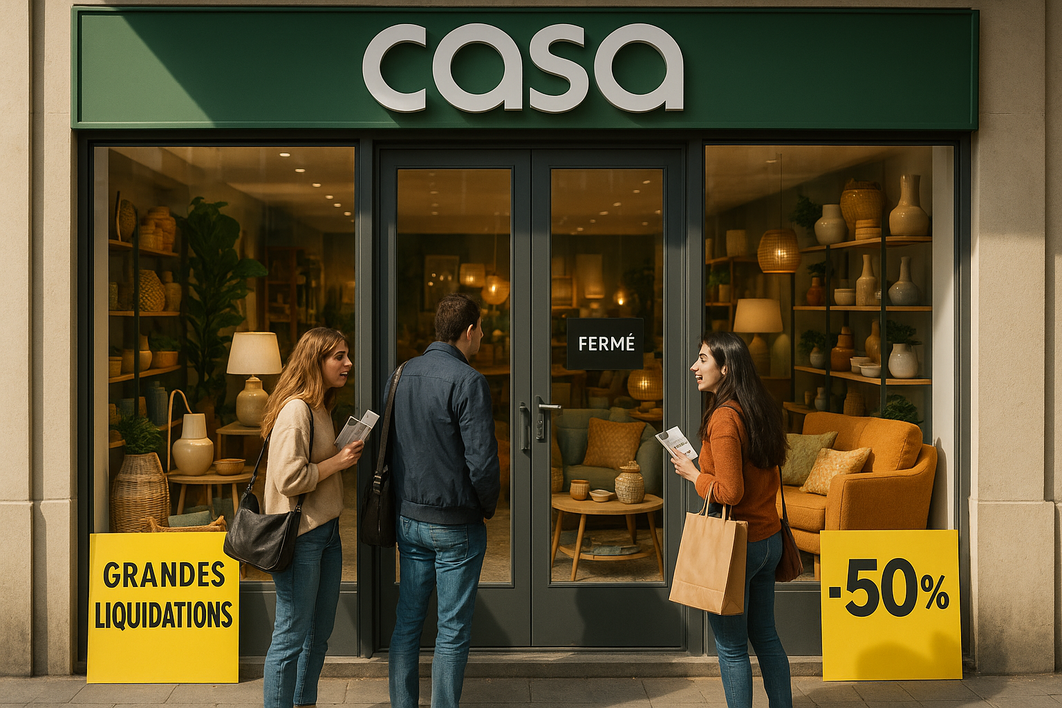 casa ferme ses portes, une nouvelle difficile pour ses employés. cependant, c'est une occasion en or pour les passionnés de décoration ! profitez de rabais allant jusqu'à 70 % sur une sélection d'articles. ne manquez pas cette chance de rénover votre intérieur à prix réduit.